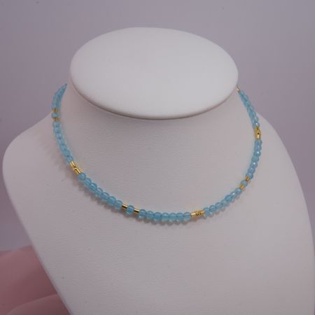 Chalcedon Kette Sea Blue facettiert